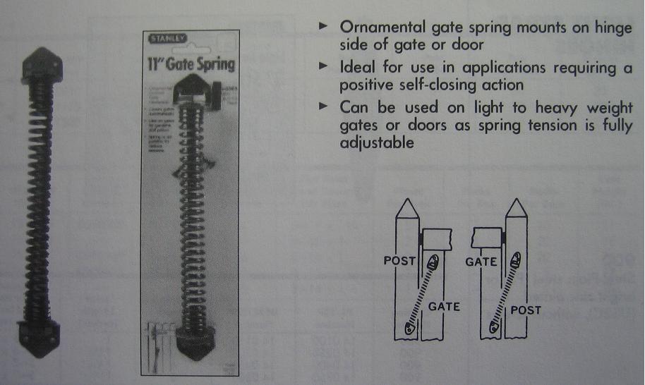 STANLEY #CD1295 ORNAMENTAL GATE SPRING,  11", BLACK