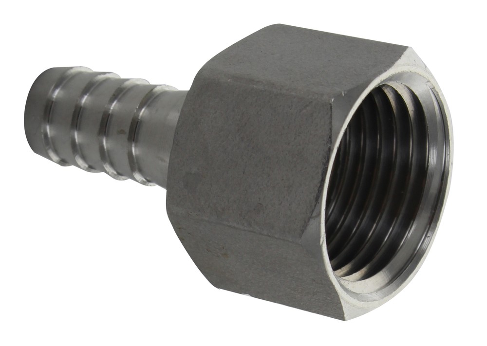 Stainless Steel 3/8" Barbed Hose Fitting - 1/2" Female NPT