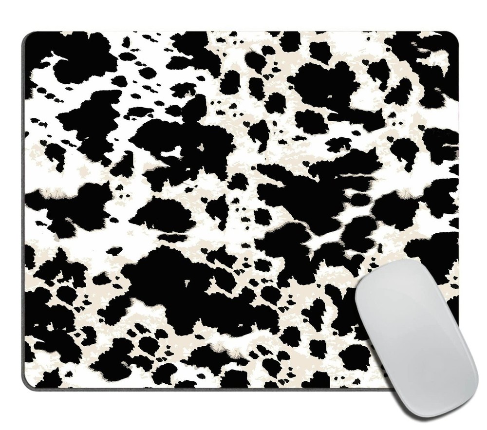 Cow Skin Pattern Texture Black and White Mouse Pad, Gaming Mouse Mat with Cus...