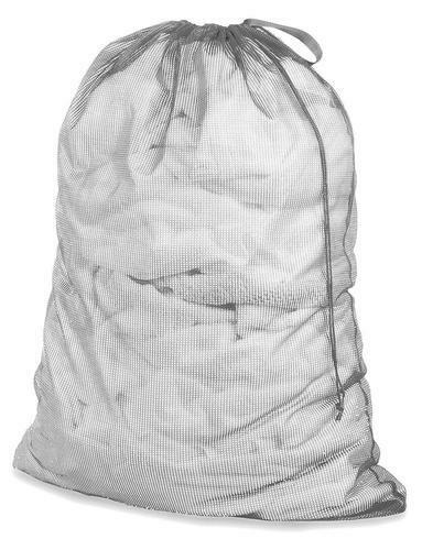 Whitmor Paloma Gray Mesh Laundry Bag 24"x36" Easy Grab Strap Drawstring Closure