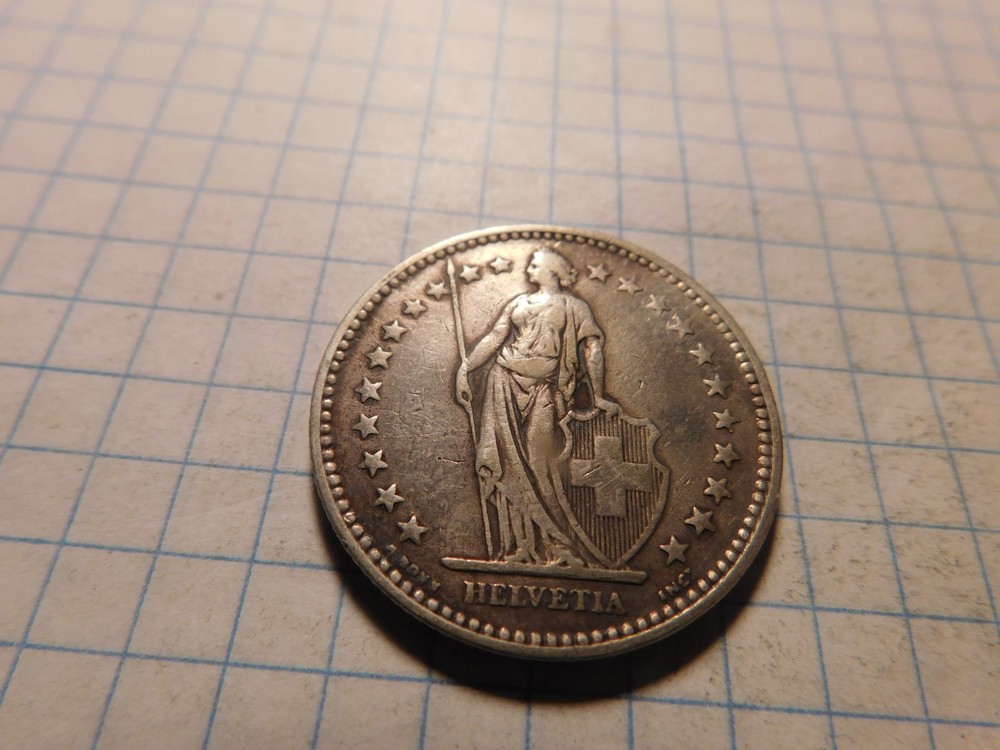 SWITZERLAND 2 FRANCS 1916 B SILVER # 1120