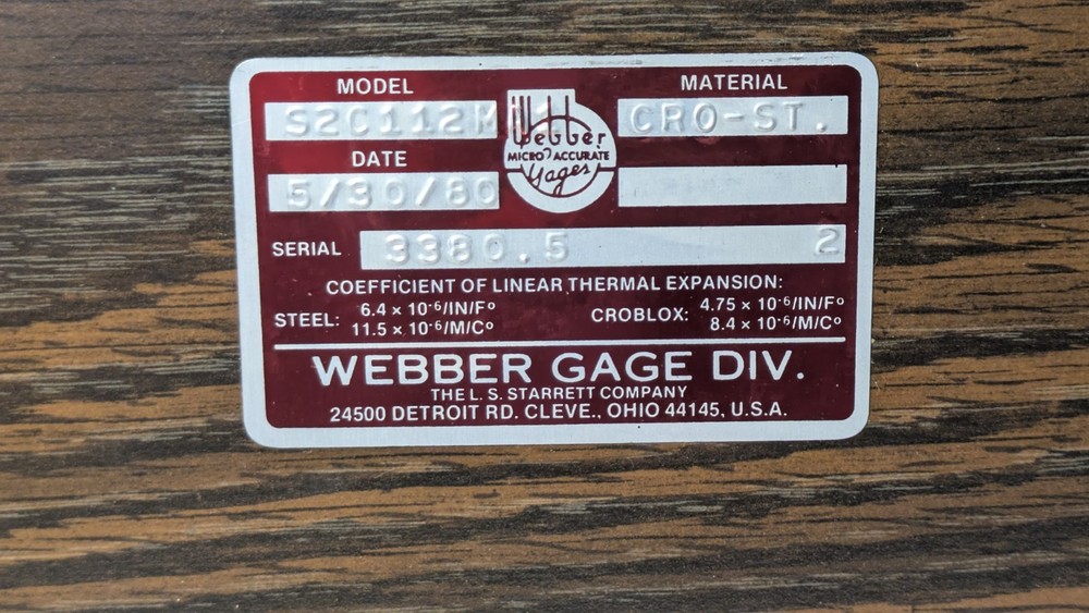 STARRETT WEBBER Gage Block Set in Original Box No Missing Pieces