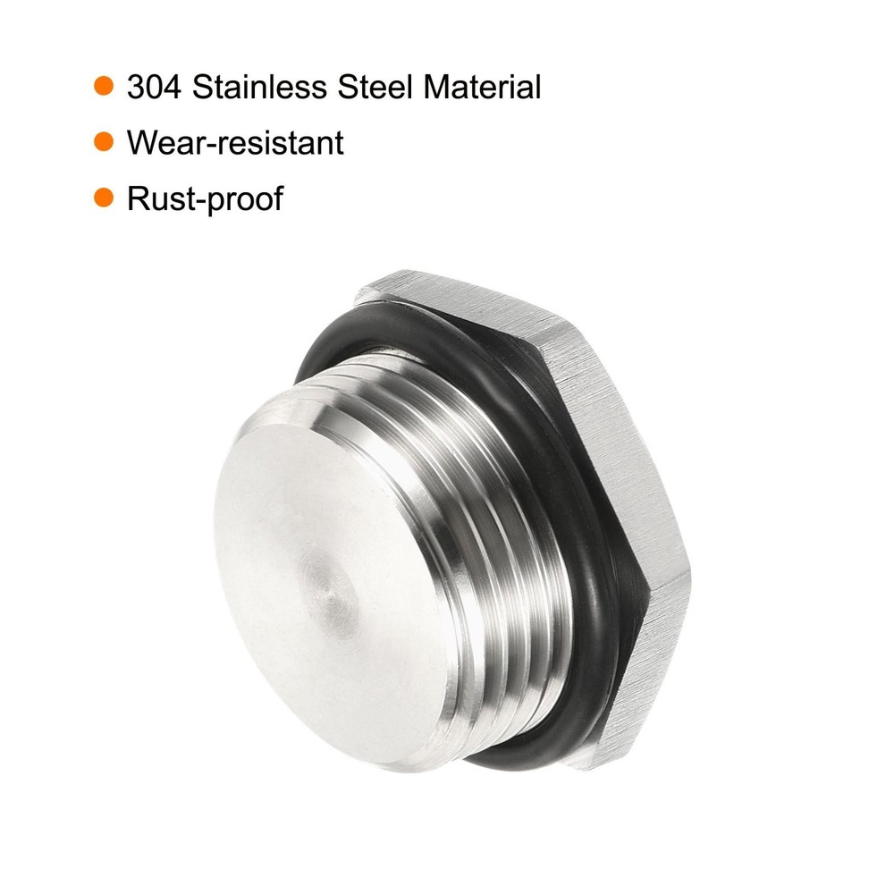 2pcs 3/4 NPT Male Plug Thread Hex Head Socket Solid Pipe Fitting Sealing Ring