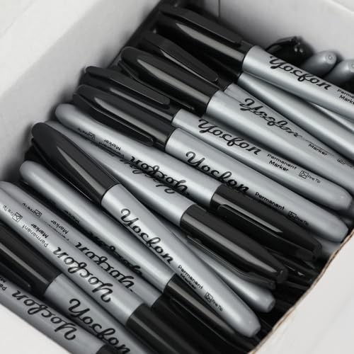 Permanent Markers Bulk, 144 Count Black Permanent Markers Set, Fine Tip,