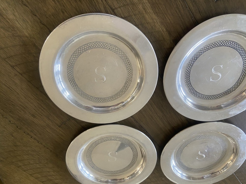 CELEBRATION SILVER ETCHED COASTERS, SET OF 4 Nice Condition