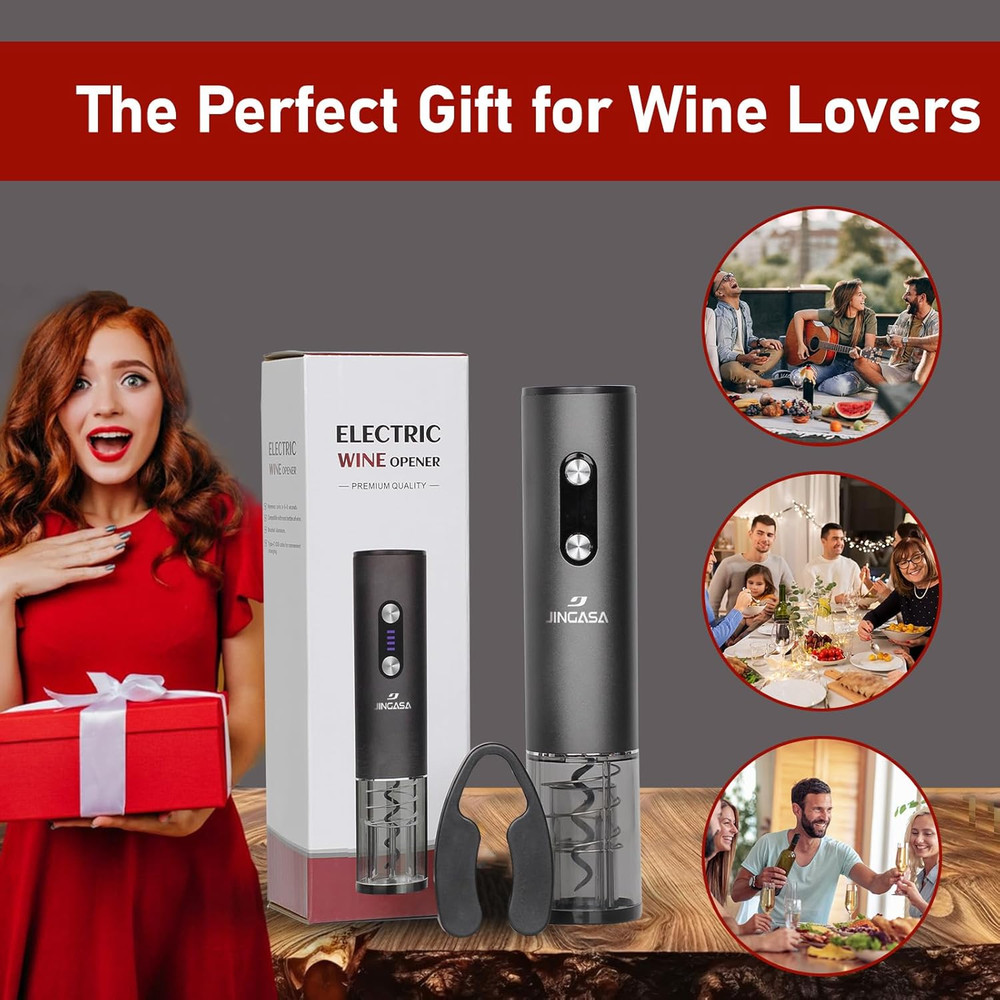 Electric Wine Opener with Automatic Corkscrew & Foil Cutter – Rechargeable Type-