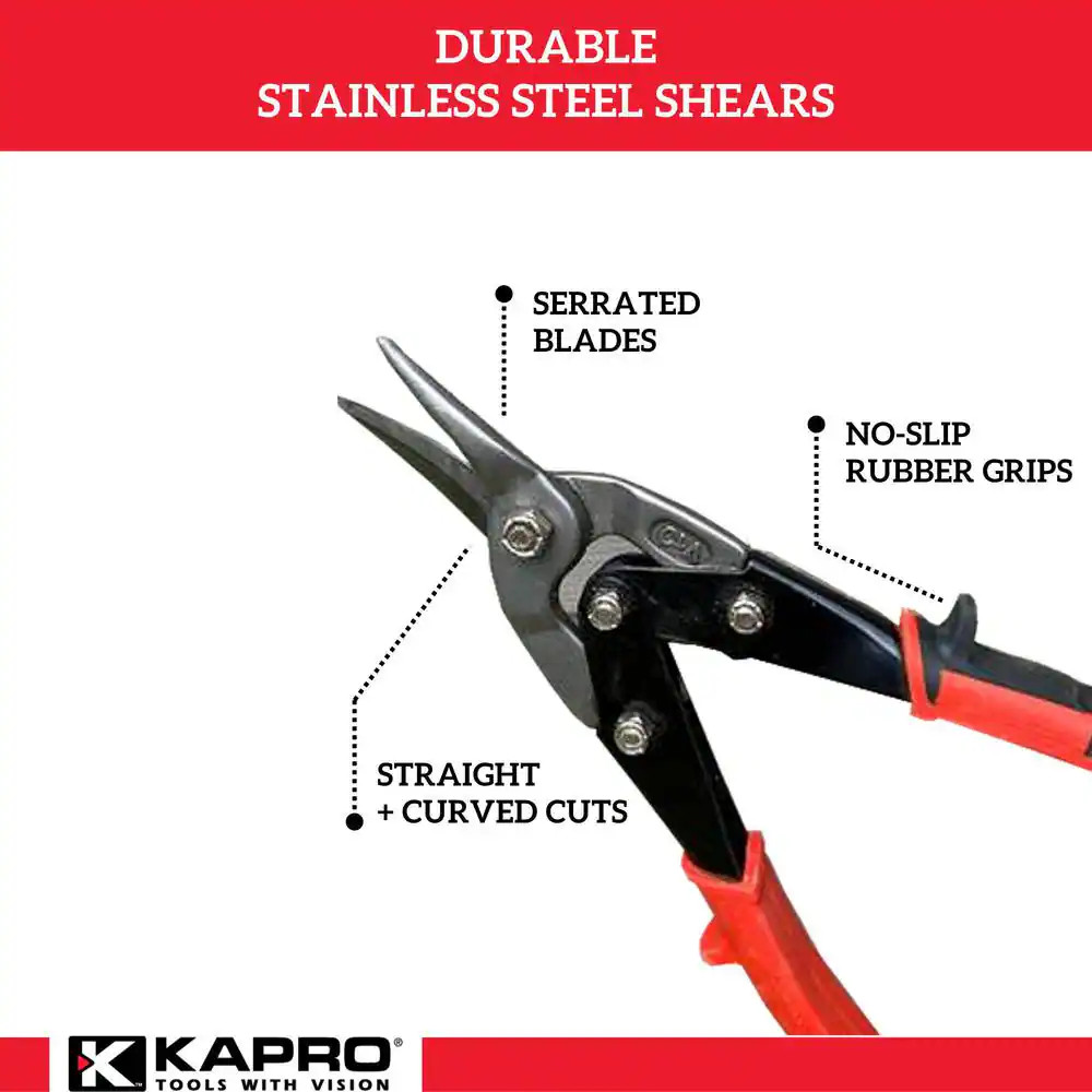 Straight-Cut Aviation Snips, 10 In.