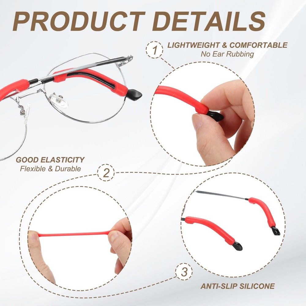 Eyeglasses Temple Tips Sleeve Retainer, 6 Pair Retainer, Clear