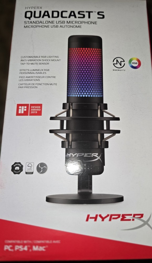 HyperX QuadCast S – RGB USB Condenser Microphone for PC, PS4, PS5 and Mac