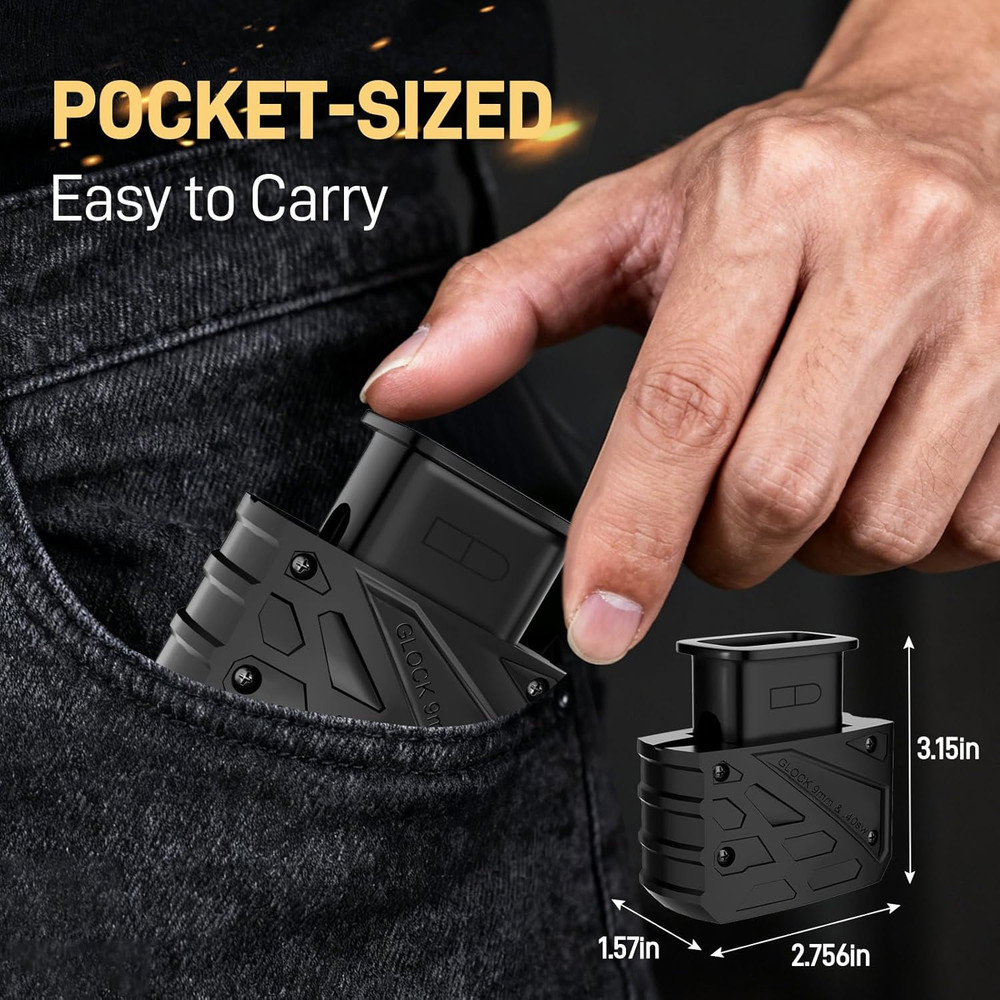 Glock 9mm/.40 S&W Magazine Speed Loader - Quick Load Tool (Matte Black)