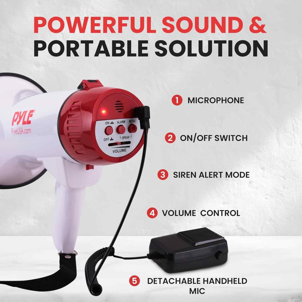 40 Watt Professional Megaphone Clear Sound & Ergonomic Grip - Multi-Function wit