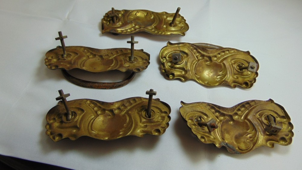 Antique Vtg Brass Drawer Pulls / Metal Bail Pulls/Drop Pulls/Victorian Beaux Art