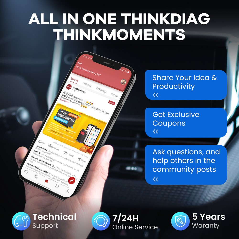 2024 THINKCAR Thinkdiag Mini OBD2 Scanner Code Reader All System Diagnostic Tool