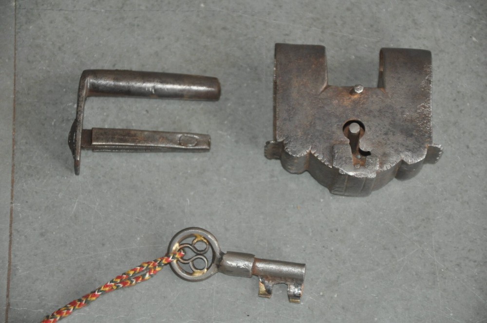 Vintage Iron Unique Typical Shape Handcrafted Solid Heavy Padlock