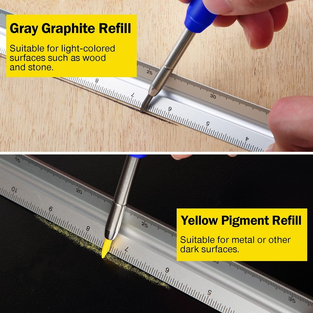 Solid Carpenter Pencil Set for Construction with 7 Refills Built-in Sharpener