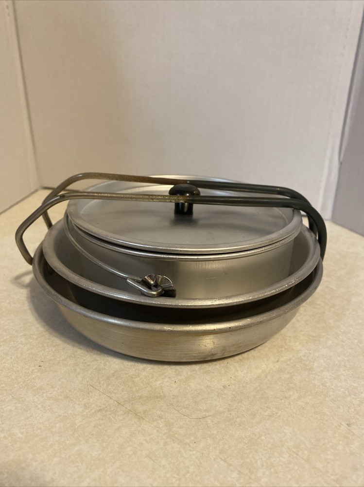 VINTAGE Nesting Camping Set w Carrying Handle