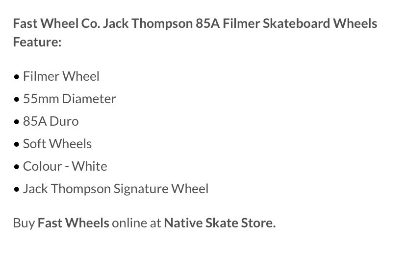 Skateboarding Wheels Jack Thompson 55mm 85A