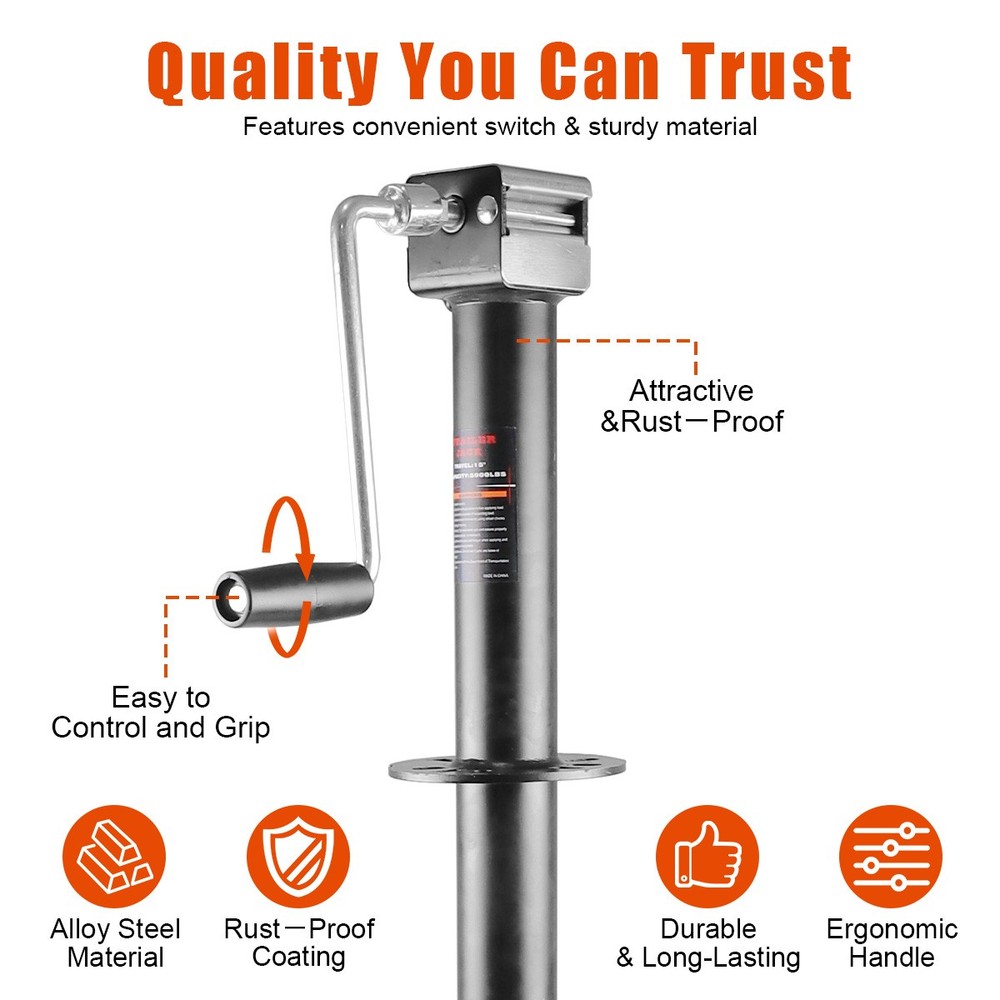 5000lb Capacity A-Frame Trailer Jack 23" Lift Drill Powered Height Adjustable