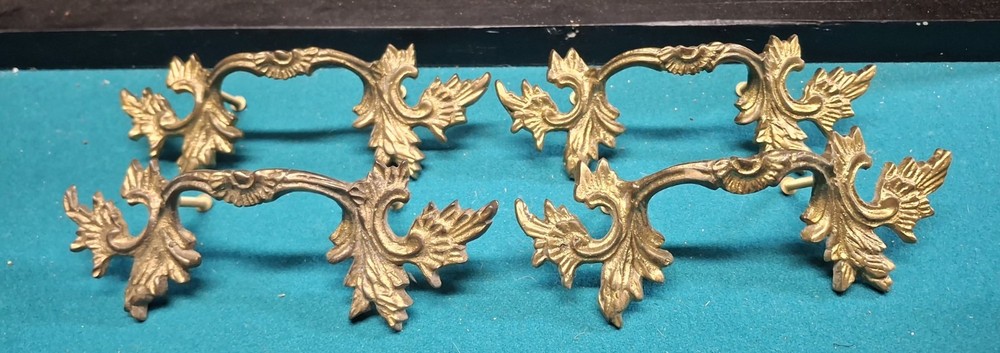 Vintage Cast Bronze Drawer Pulls, Set Of 4