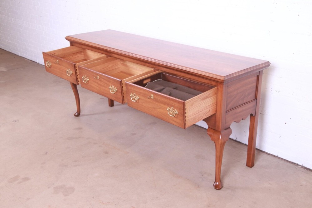 Henkel Harris Queen Anne Solid Walnut Sideboard Credenza, Newly Refinished