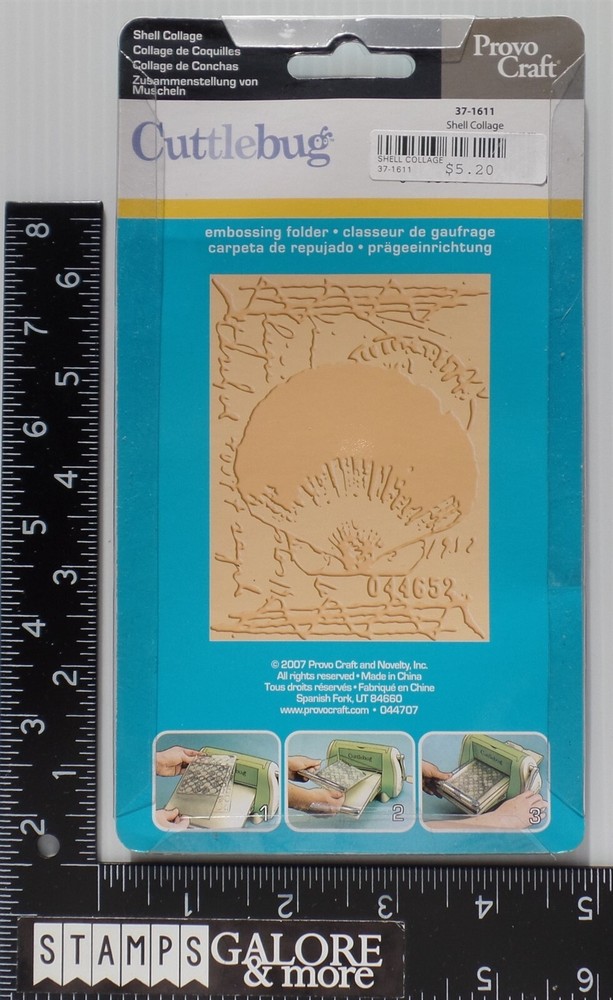 Cuttlebug Provo Craft Embossing SHELL COLLAGE DISTRESSED BACKGROUND #1443