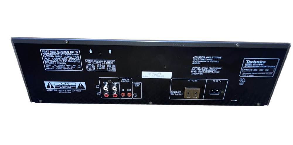 TECHNICS RS-T9023 Dual Cassette Deck. Deck 1 Is Not Working. Deck 2 Works.