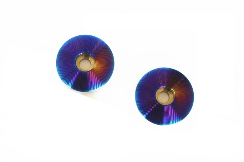 1pc Titanium Bicycle Aheadset Stem Cap Cover Lid with Pattern Blue Gray Rainbow