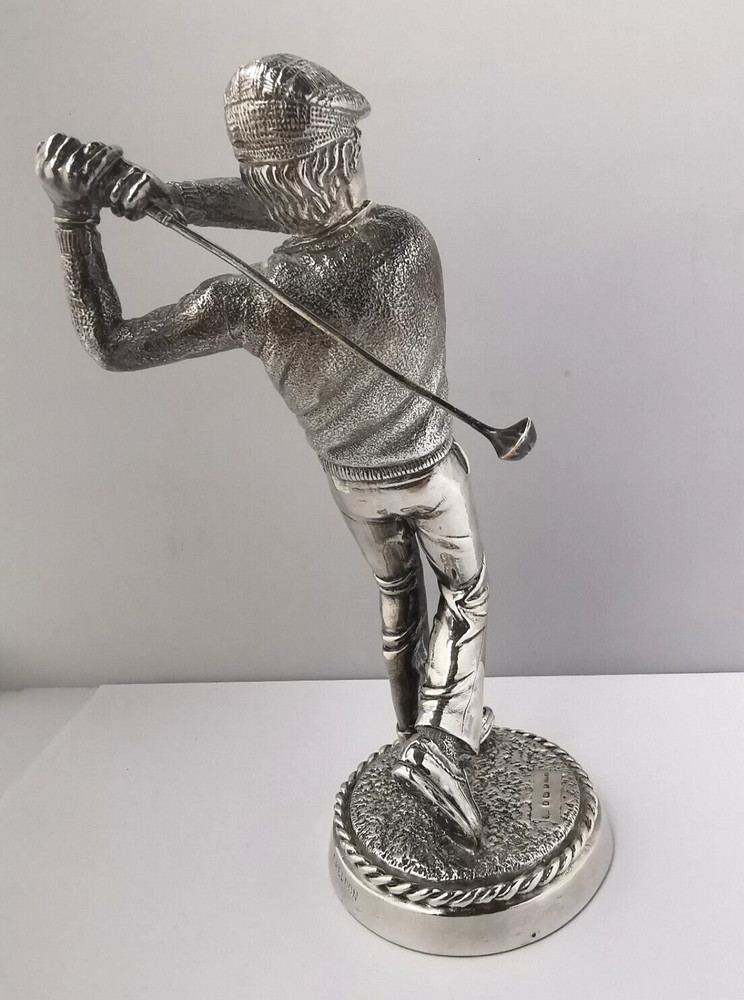 Large 8 Inch Solid Silver Golfer Figurine Or Trophy - Sheffield 1987