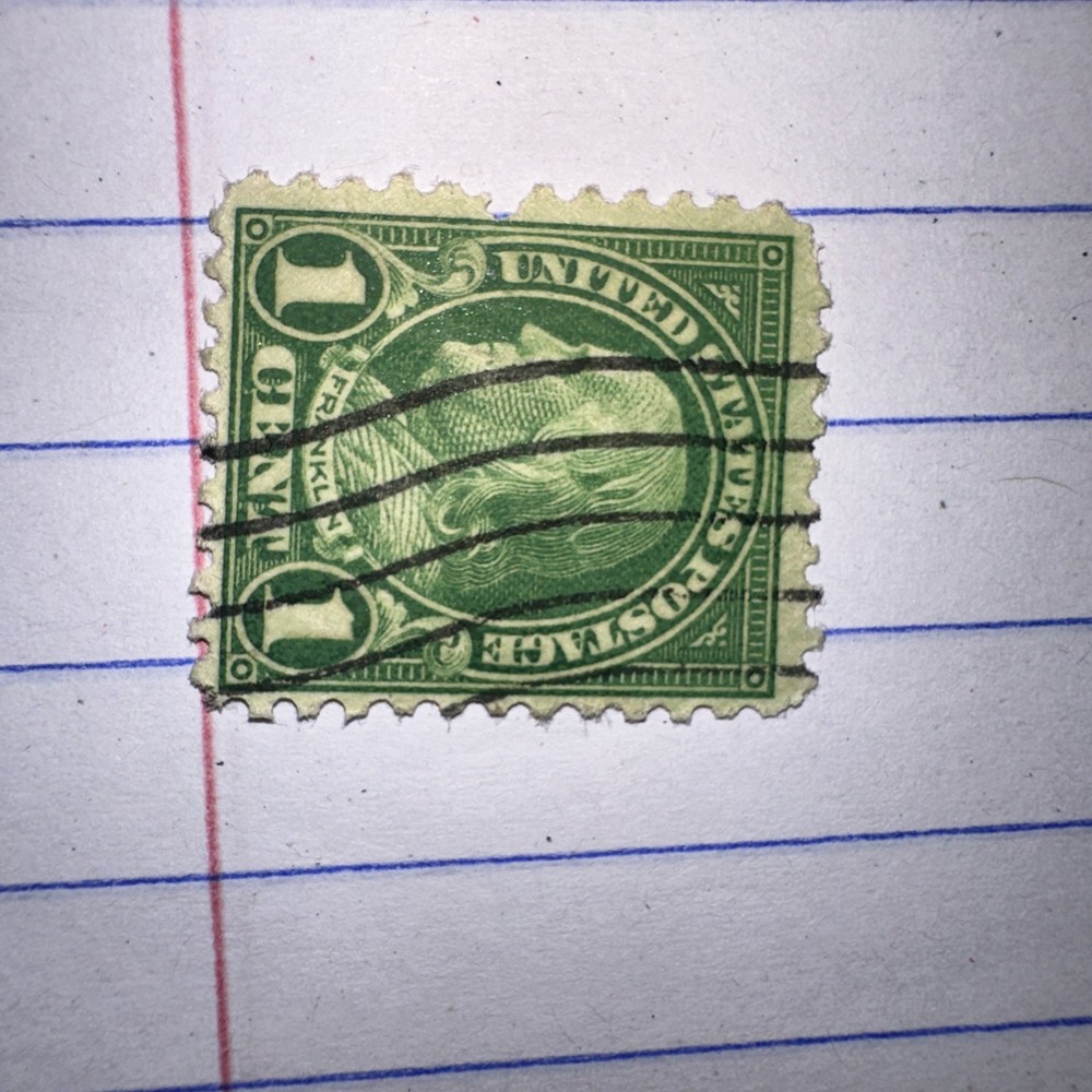 Ben Franklin US Stamp Left Profile, Rare One Cent