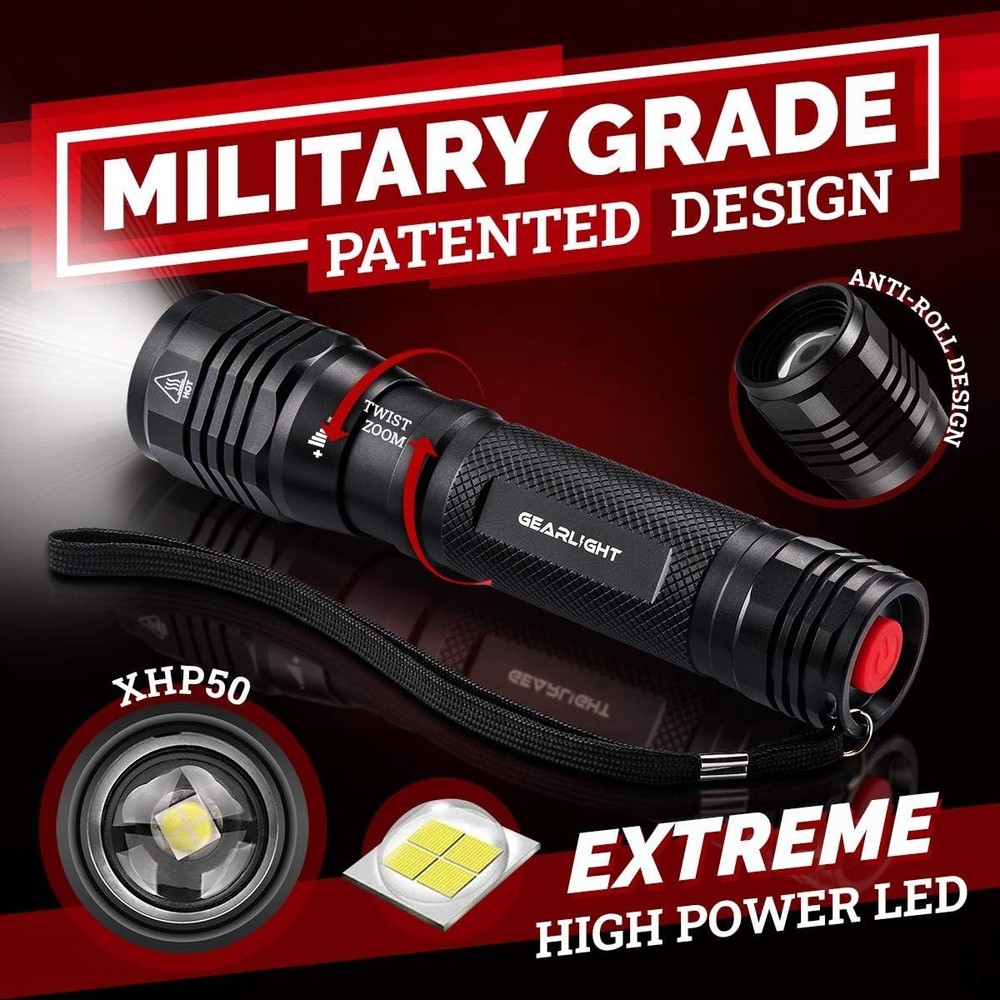 GearLight S2500 LED Flashlight - Extremely Bright, Powerful Tactical Flashlights