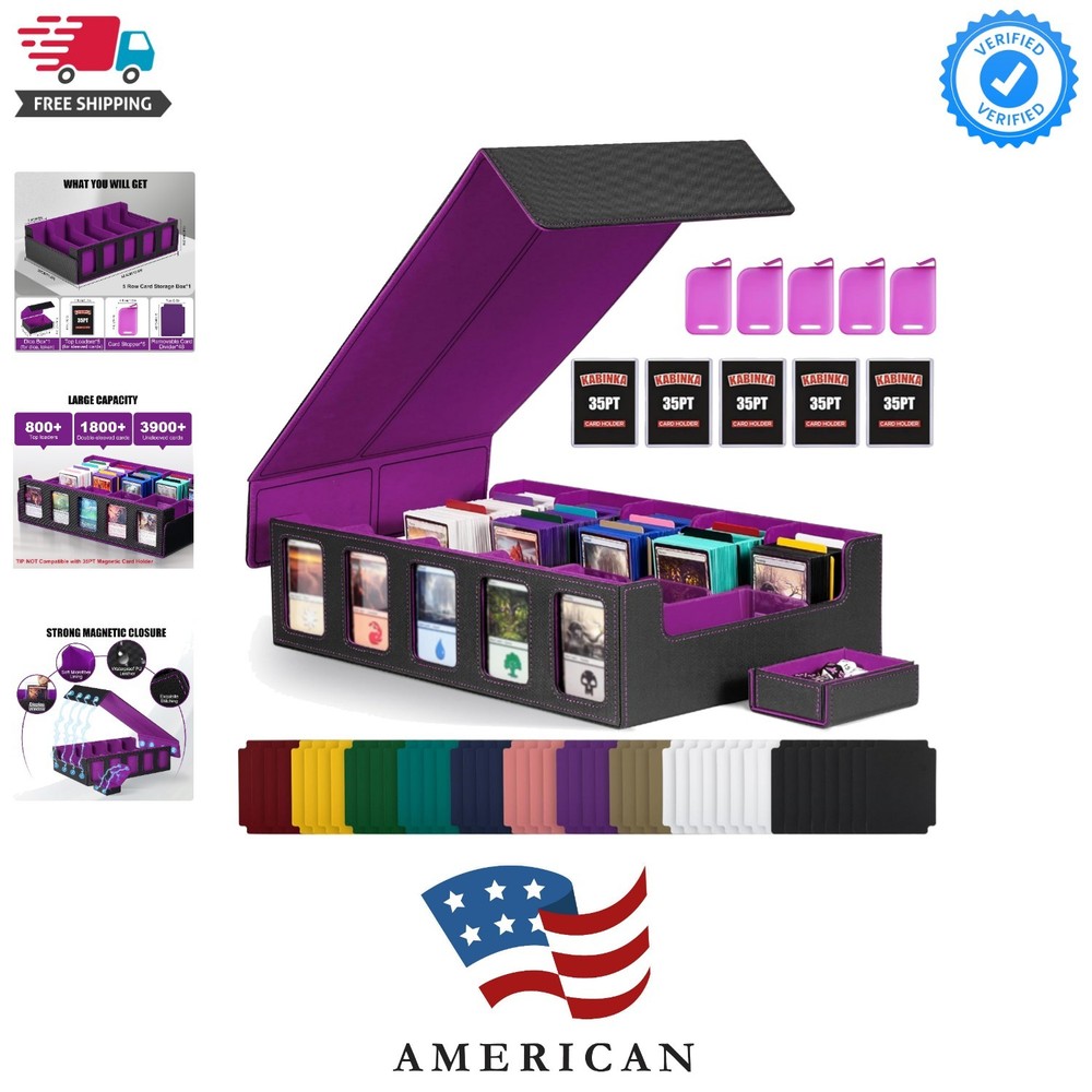 Trading Card Storage Box with Commander Display , 5-Row Deck Case with Remova...