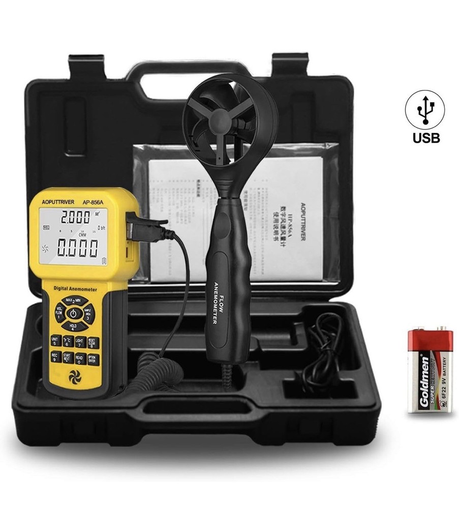 Pro HVAC Anemometer CFM Wind Speed Meter AP-856A USB Data Export