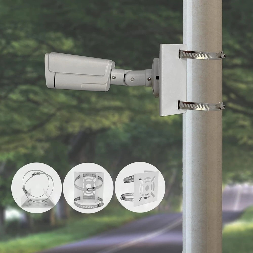 Universal Vertical Pole Mount for Security Camera, Solid Metal Bracket with Loop