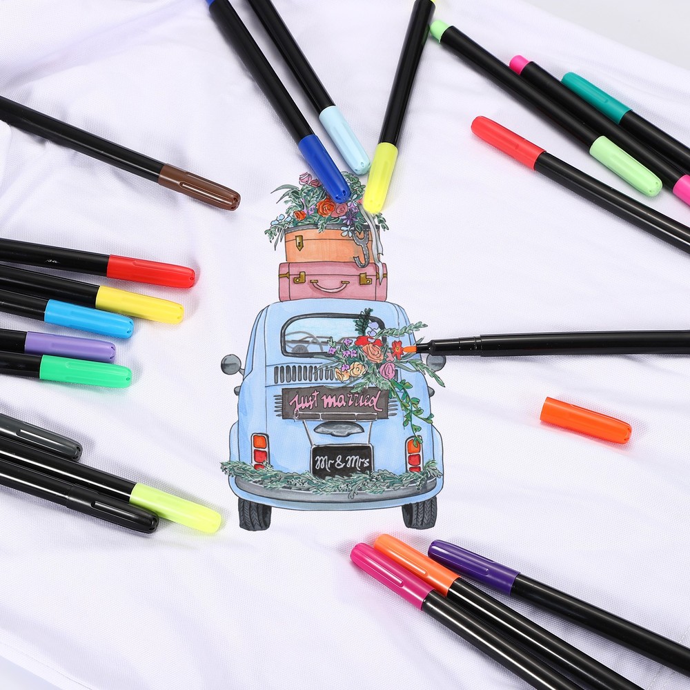 Dark Grey Permanent Fabric Markers for Cloths Coloring Drawing, 6Pack