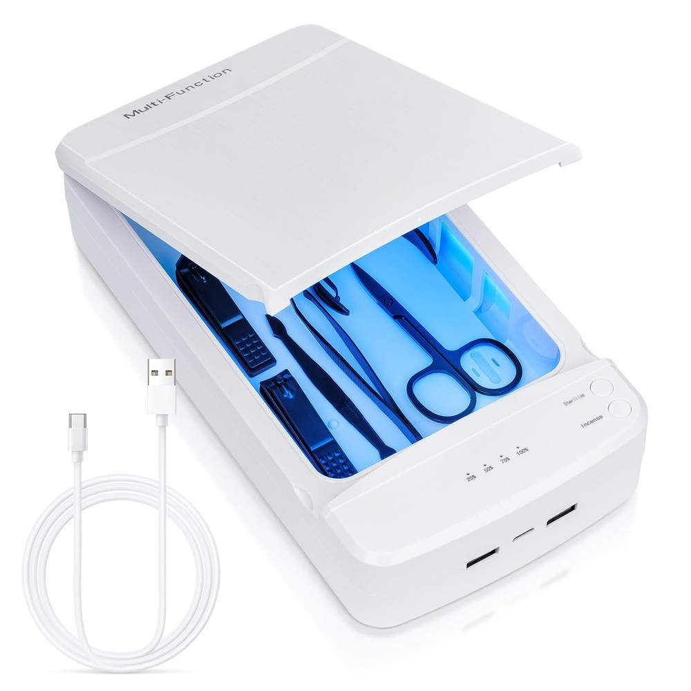 Nail Tool Sterilizer Blue Light Portable USB Powered Sterilizing Box