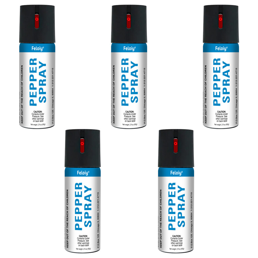 5 Pack 2oz Inert Water-Based Defensive Pepper Spray Stream