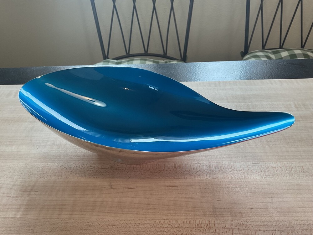 Vintage Reed & Barton Blue Enamel Dish Silverplate