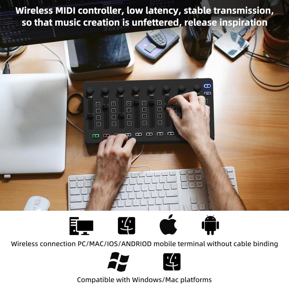 Wireless Midi Controller Mixer, Bluetooth Semi Weighted Professional dynamic ...