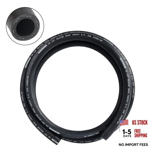 3/8" Heater Hose Coolant Radiator Straight 100PSI SAE 20R3 5FT Black 3/8 Inch