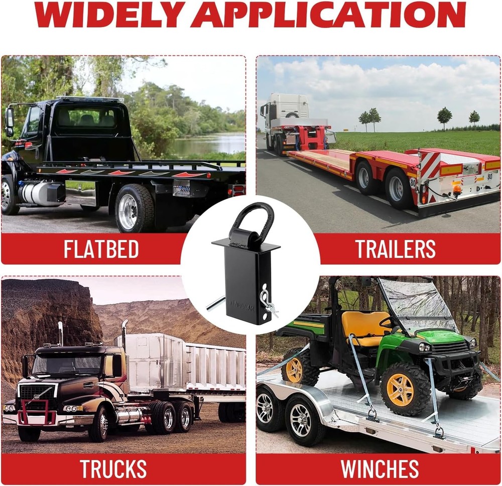 New Stake Pocket D Ring Heavy Duty Adjustable Trailer Stake Pocket,Black, 6 Pack