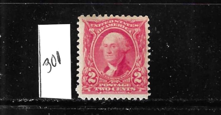 US #301  1902-03 WASHINGTON  2C (CARMINE)- MINT NEVER HINGED