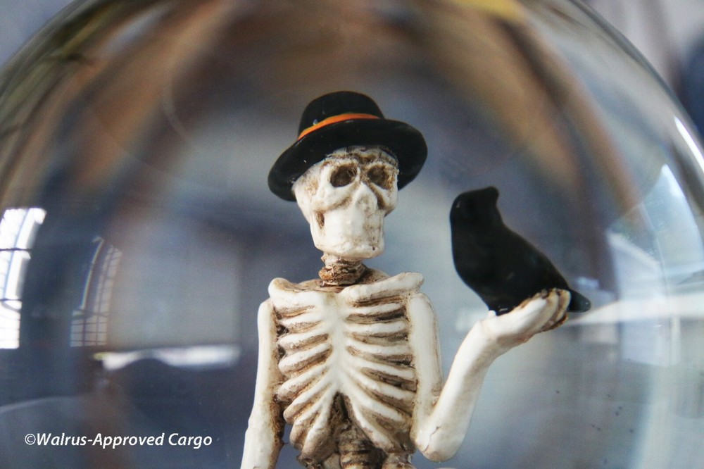 SKELETON, CROW & CAULDRON SNOWGLOBE – SHAKE UP THAT BLAH HALLOWEEN DÉCOR!