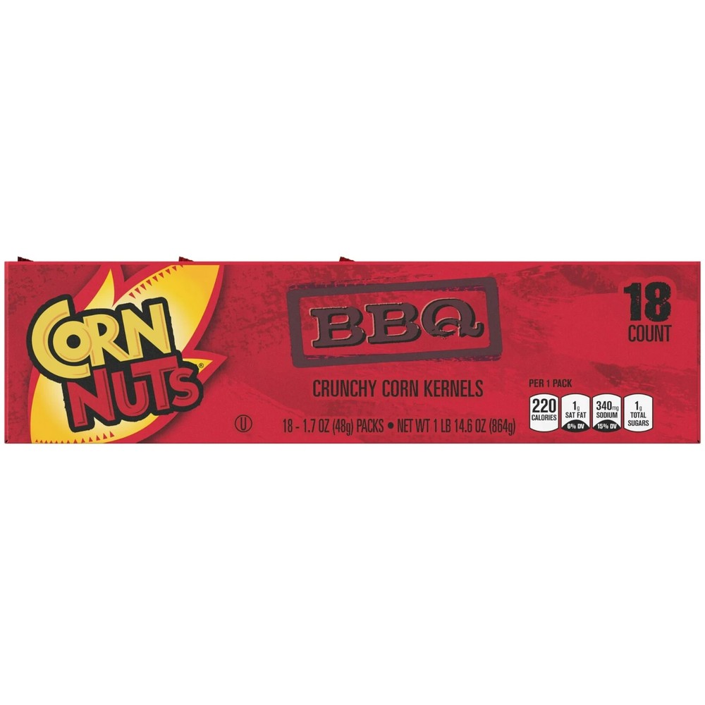 18-Pack BBQ Crunchy Corn Kernels, 1.7oz Each, Ready-to-Eat Snack