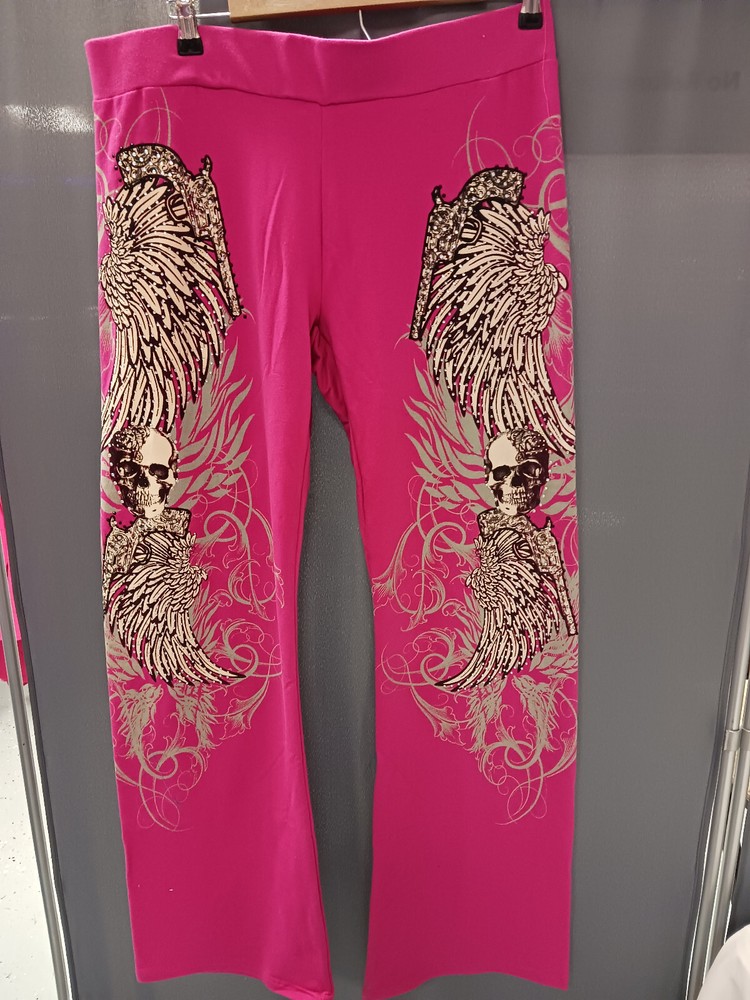 Pluse Size  -  Pink Skull Sweatpants