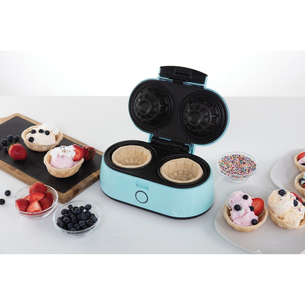 2-Waffle Electric Waffle Bowl Maker, Blue