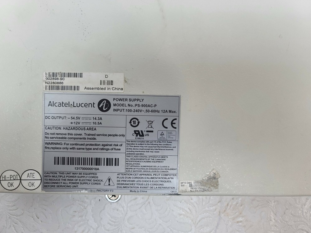 Alcatel Lucent PS-900AC-P Power Supply