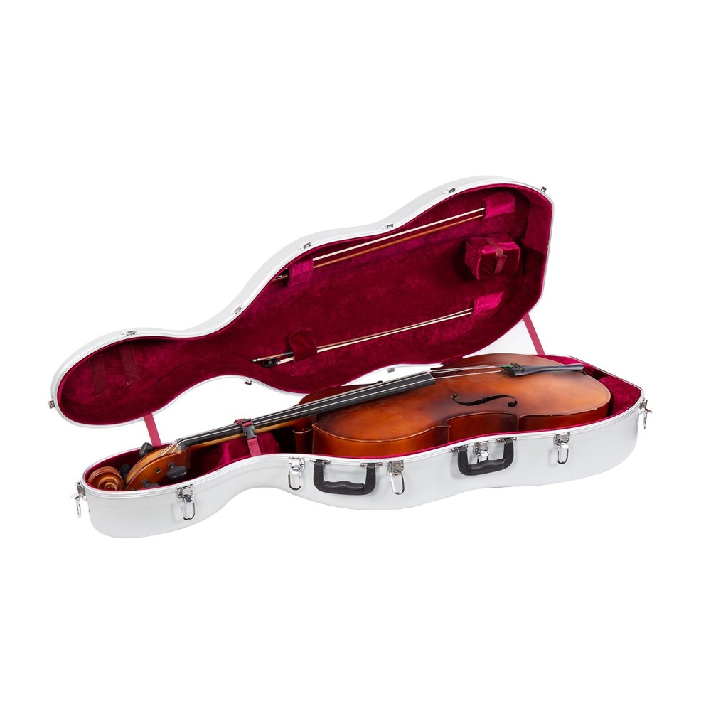 Crossrock 3/4 and 4/4 Size Cello Case | ABS Molded Hardshell with Wheels-Silver