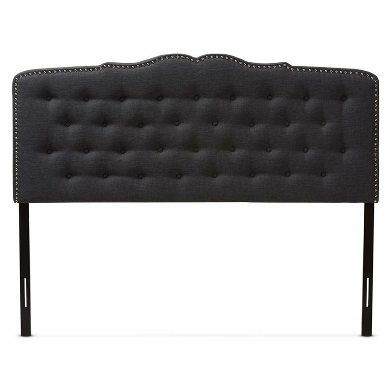 Baxton Studio Lucy Fabric Tufted King Headboard in Dark Gray