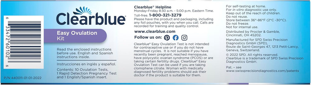 Ovulation Complete Starter Kit, 10 Ovulation Tests and 1 Pregnancy Test