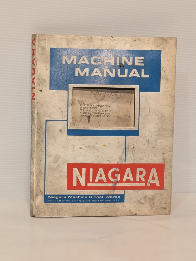 Niagara Machine Manual for E-110 OBI Open Back Inclinable Machine Press
